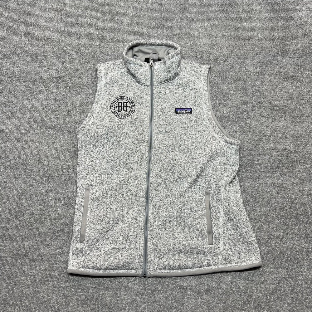 Patagonia Better Sweater Vest Womens Medium Gray Fleece Full Zip Logo Warm